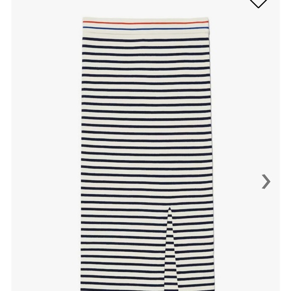 KULE x Anthropologie Dee Knit White Blue Striped Nautical Pencil Tube Maxi M - Picture 7 of 12